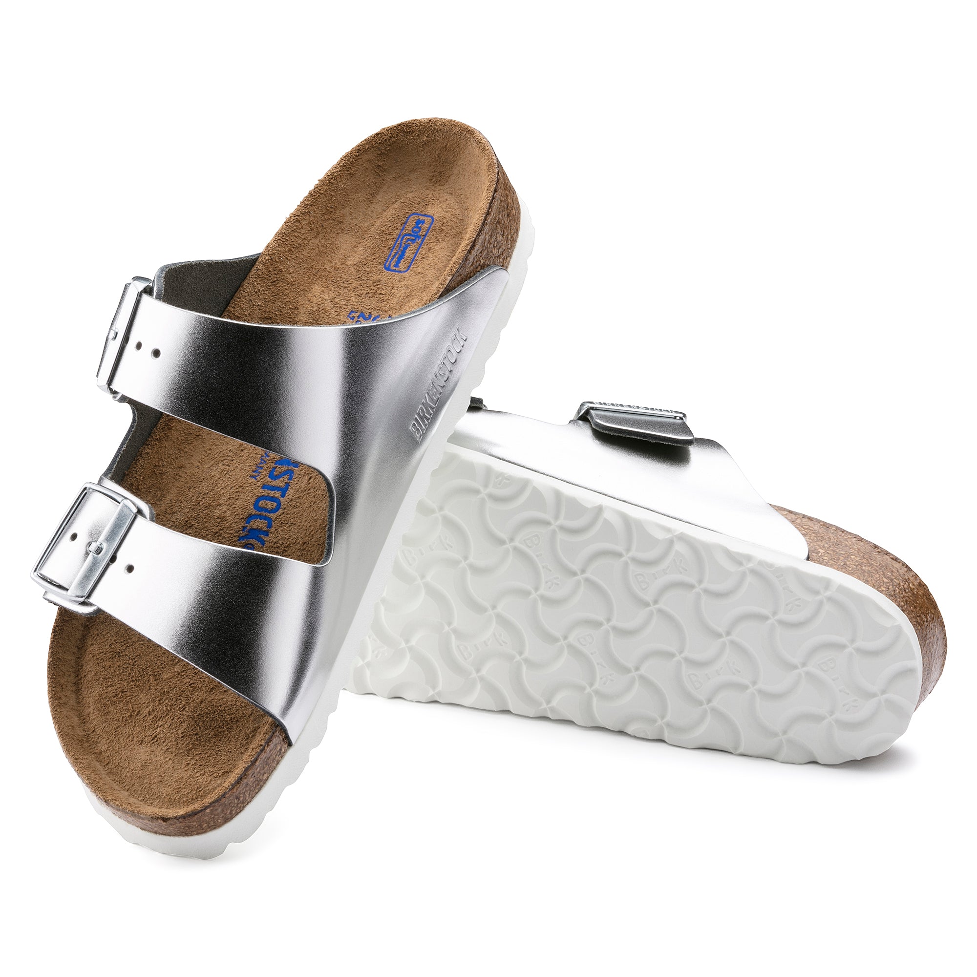 Birkenstock Arizona Soft Footbed silver metallic leather