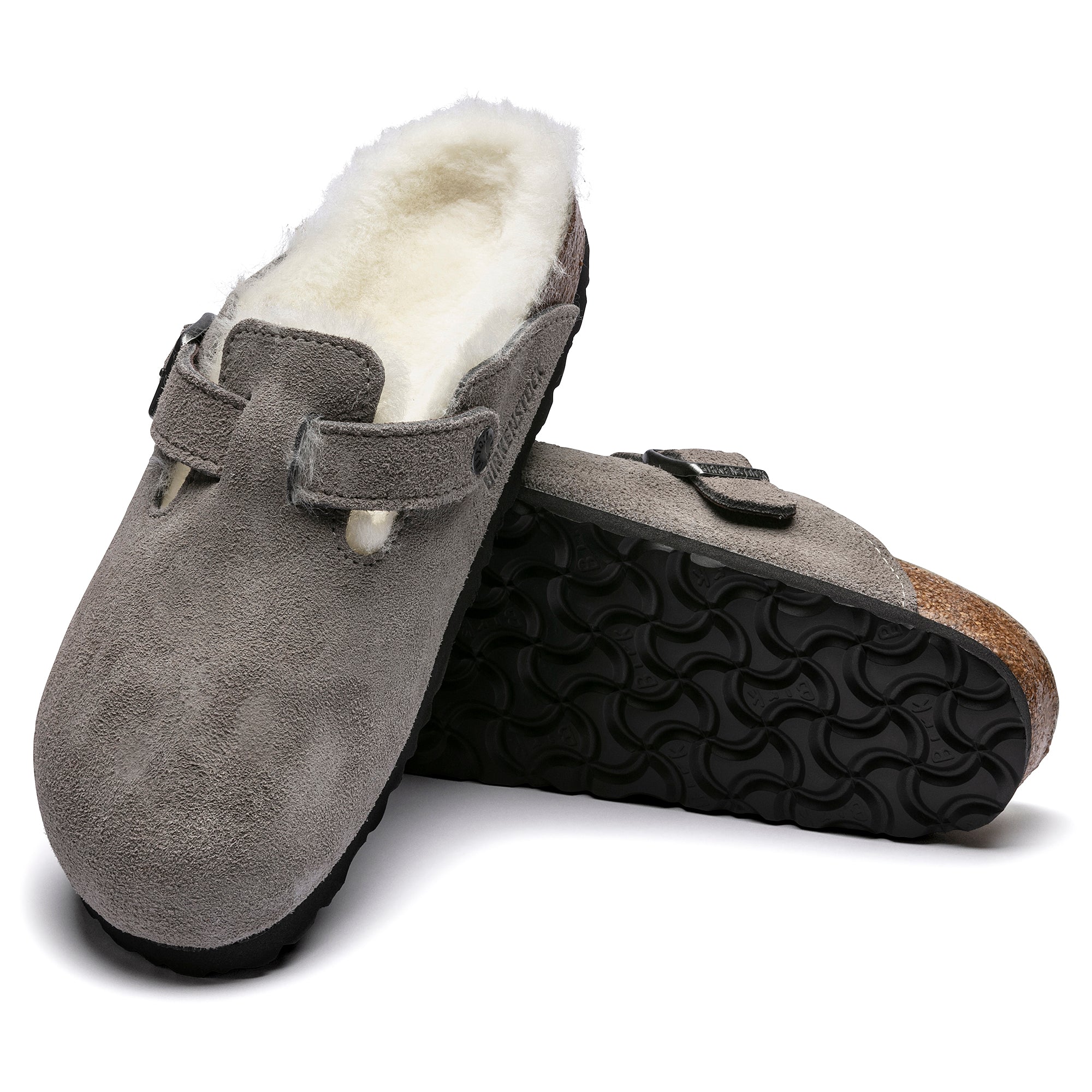 Birkenstock Limited Edition Boston stone coin suede/natural shearling