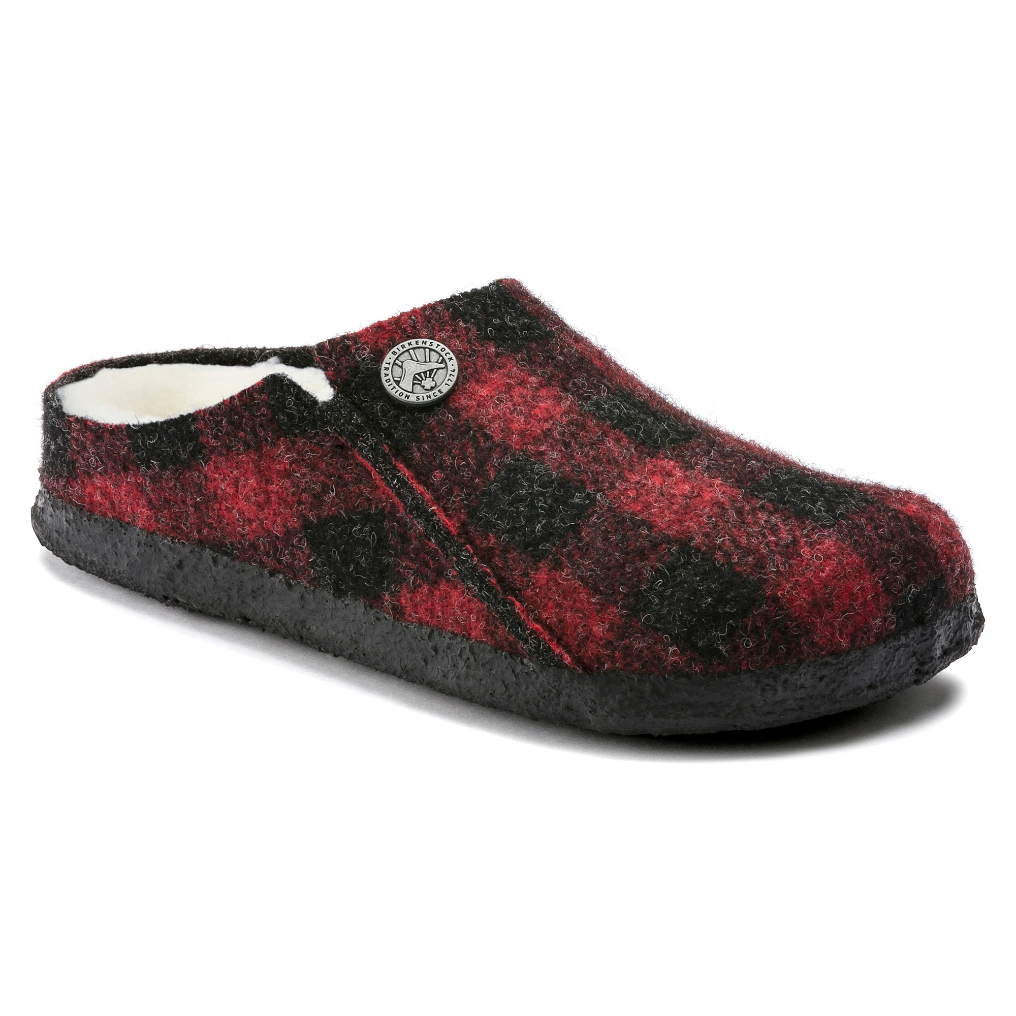 Birkenstock Kids Limited Edition Zermatt plaid red wool/natural shearling