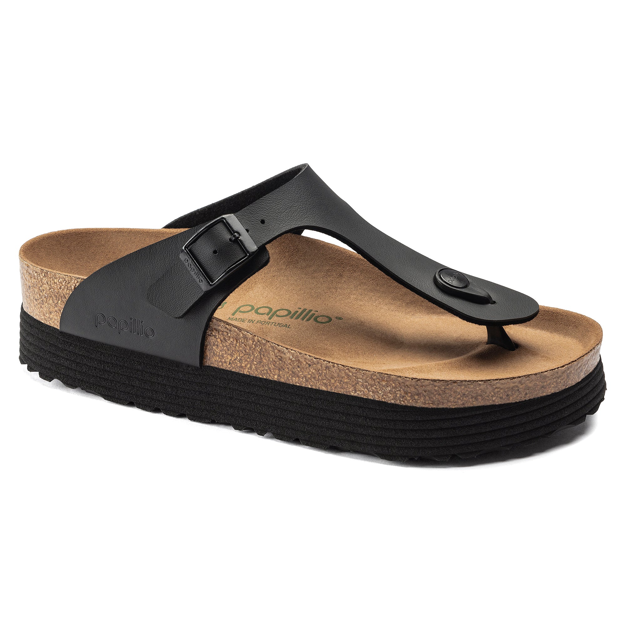 Papillio Gizeh Grooved Platform Vegan black Birko-Flor by Birkenstock