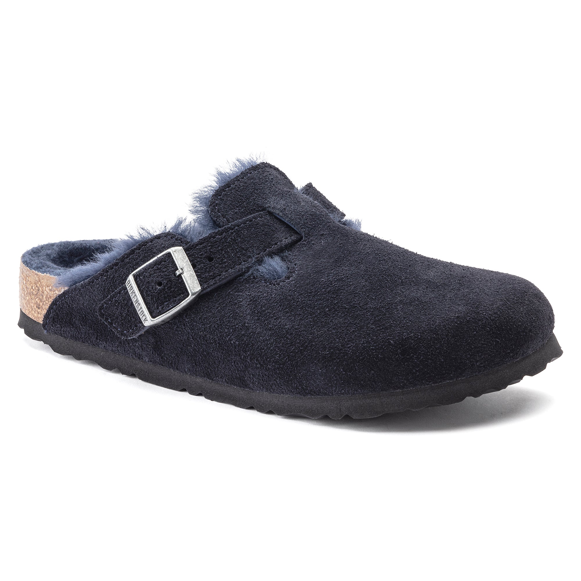 Birkenstock Limited Edition Boston midnight suede/midnight shearling/black sole