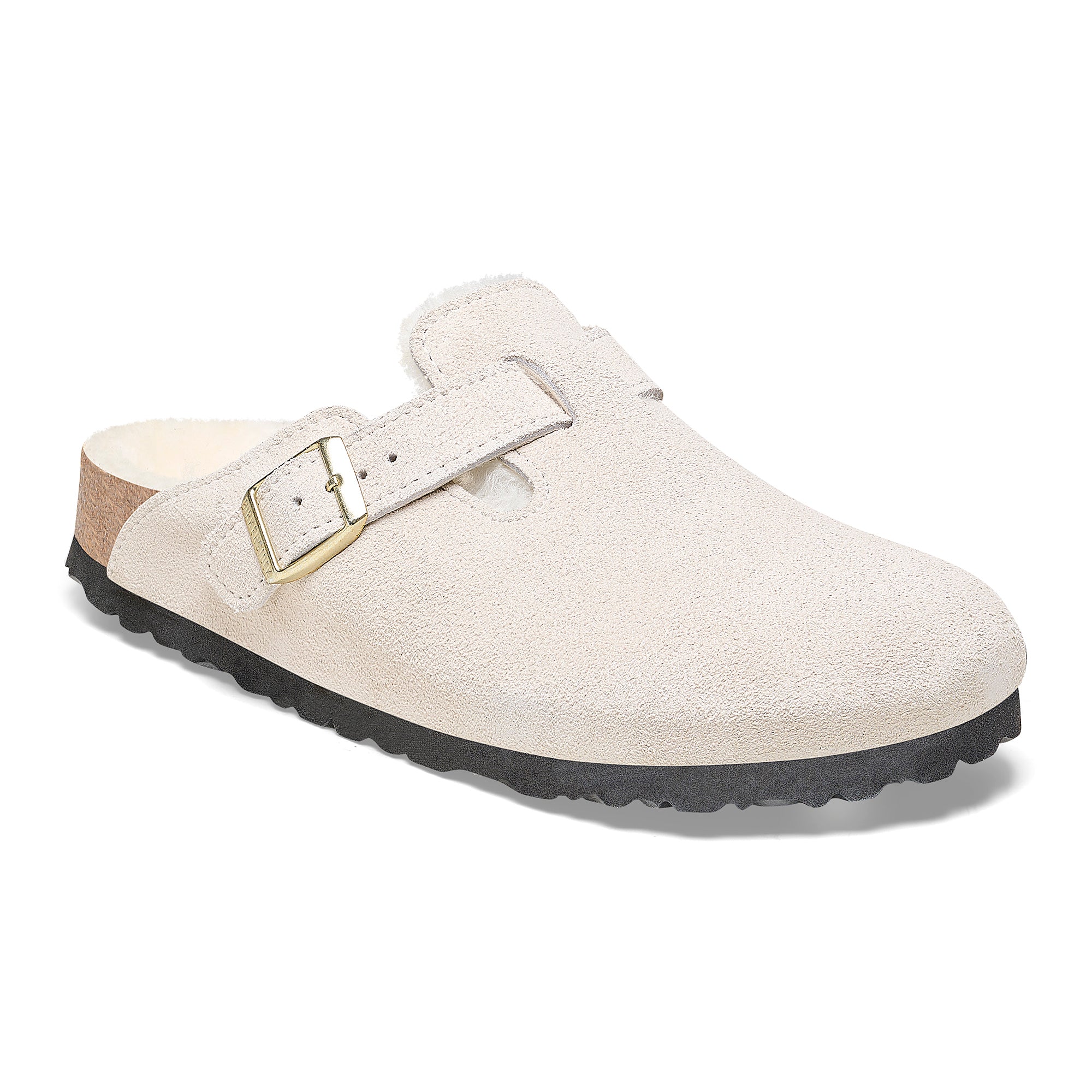 Birkenstock Limited Edition Boston antique white suede/white shearling