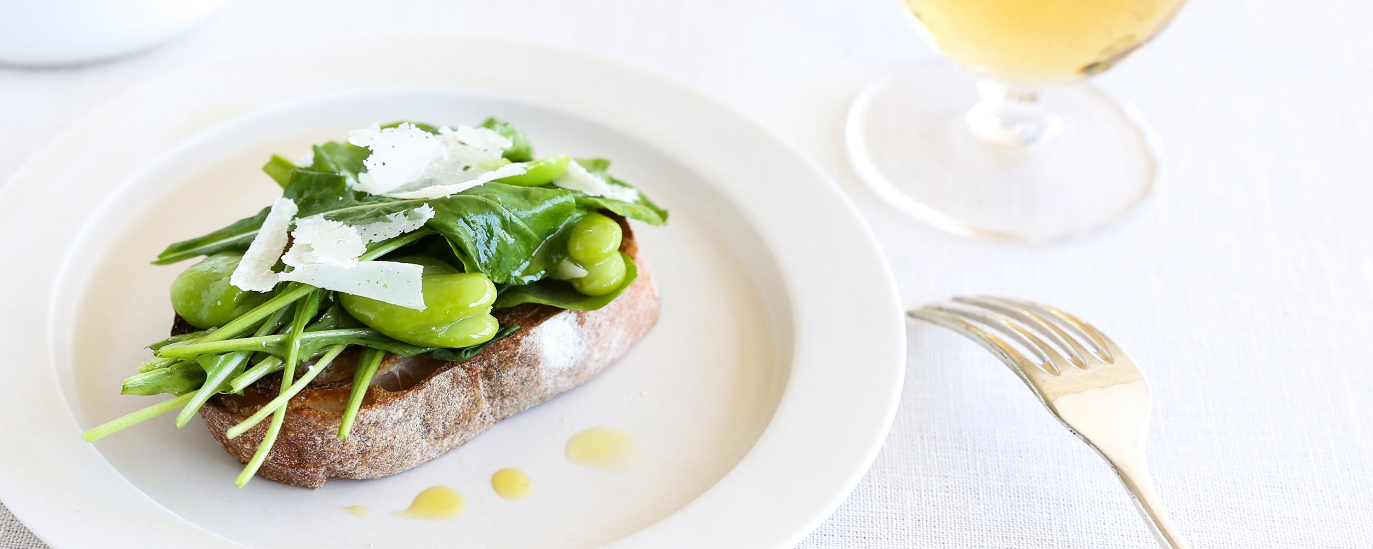 Arugula and Broad Beans Open Sandwich
