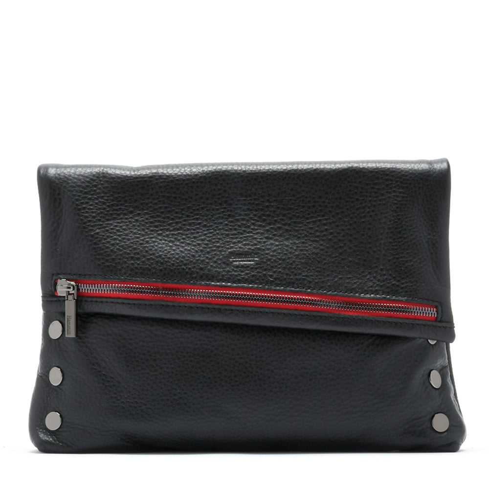 Hammitt VIP Lrg Crossbody Clutch black/gunmetal red zip